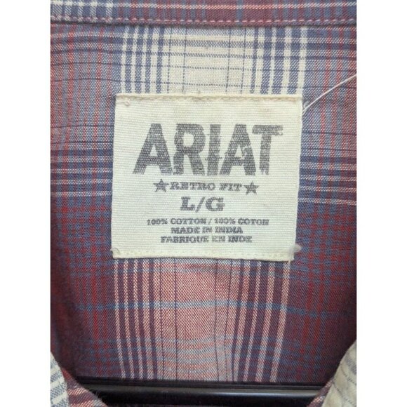 Ariat Shirt Men Retro Fit Pearl Snap Rodeo Frontier Plaid Western Large - Picture 5 of 5